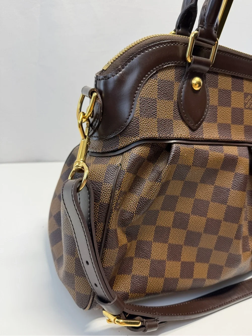 Louis Vuitton trevi  cloth Satchel with Gold Hardware
